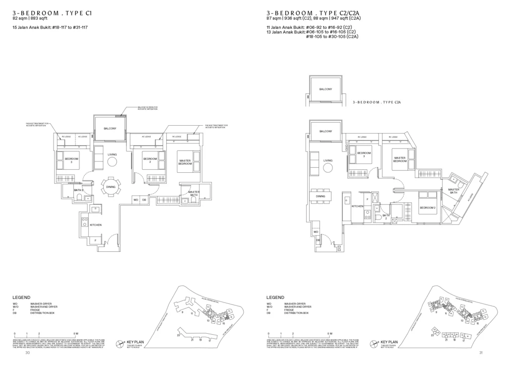 Reserve Residence Floor Plan 3-Bedroom Type C1, C2_C2A