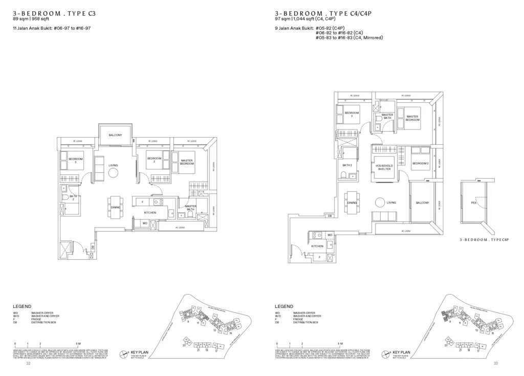 Reserve Residence Floor Plan 3- Bedroom Type C3, C4_C4P