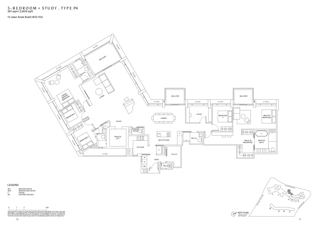 Reserve Residence Floor Plan 5 bedroom+study type P4