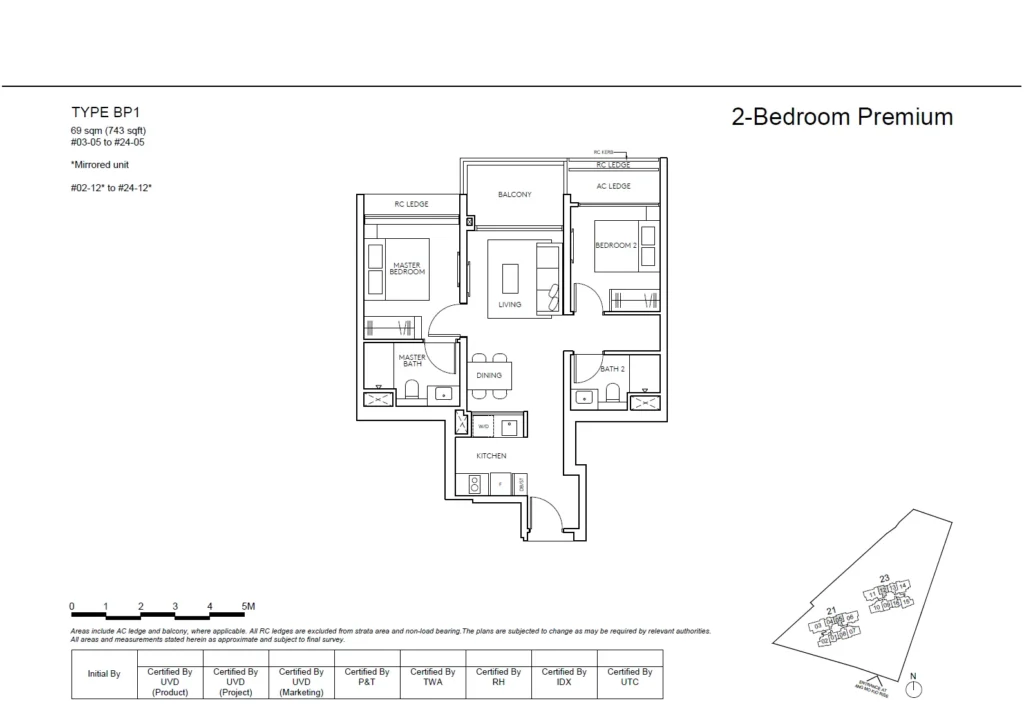 Amo Residence floor plan 2 bedroom premium floor plan BP1